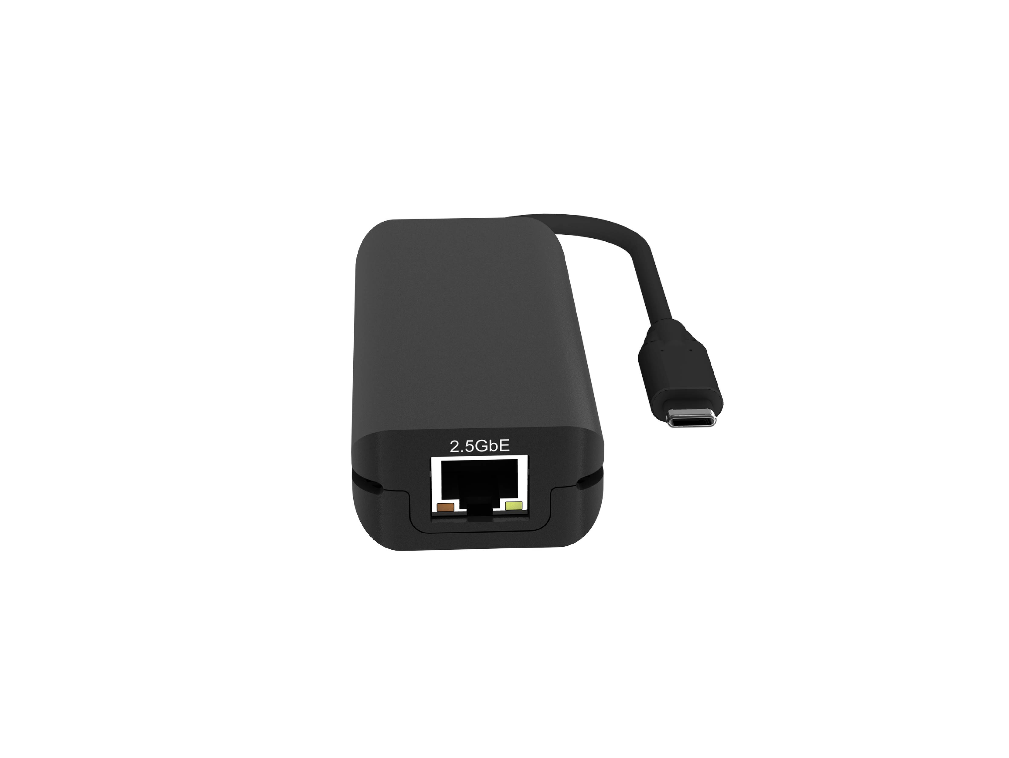 2.5GbE Network Adapter (SI-1254LUS31C), backward compatible 1GbE and 100MbE, USB3.2-C 10Gbps to host, portable design, embedded captive cable.